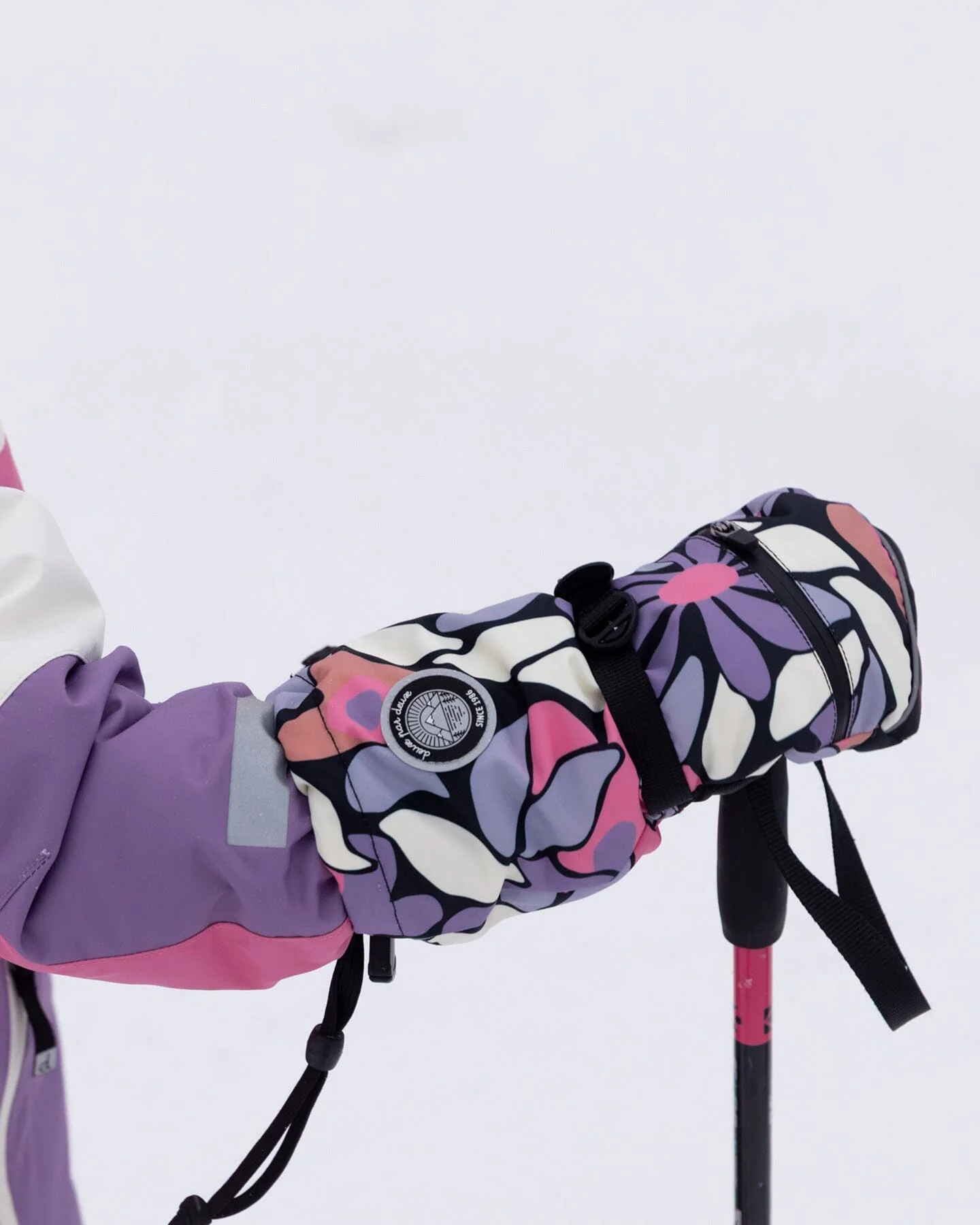 Winter Mittens Teknik Black Retro Flower Print - Image 2