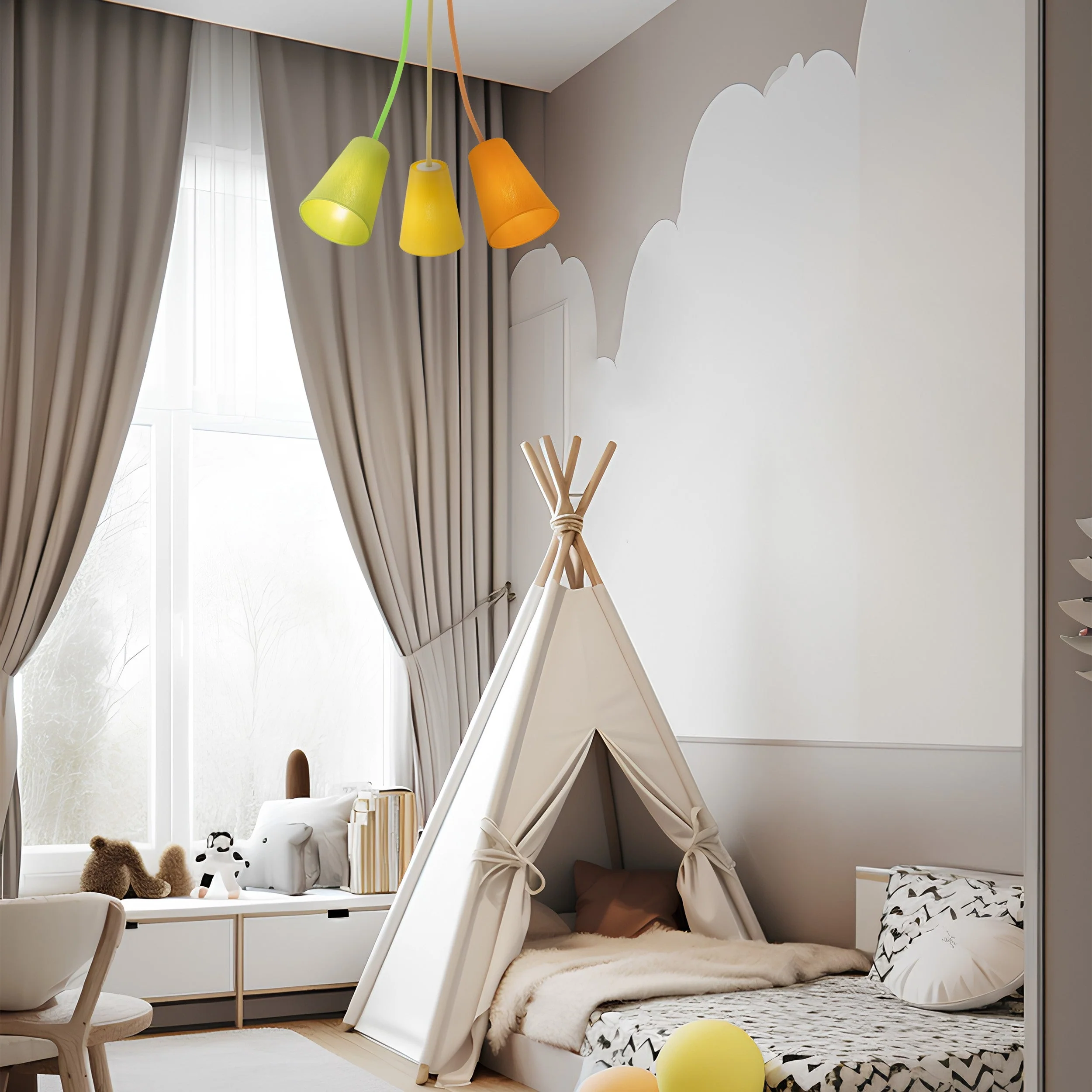 WIRE Adjustable 3-Light Ceiling Lamp for Kids Room & Nursery - Image 2