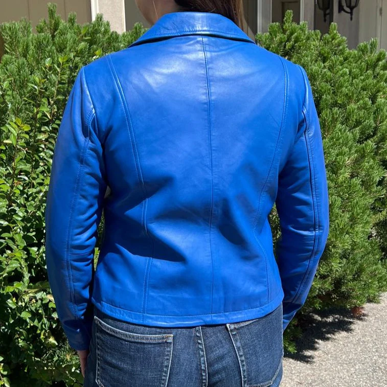 Women's Lamb Leather Blazer Jacket - Image 2