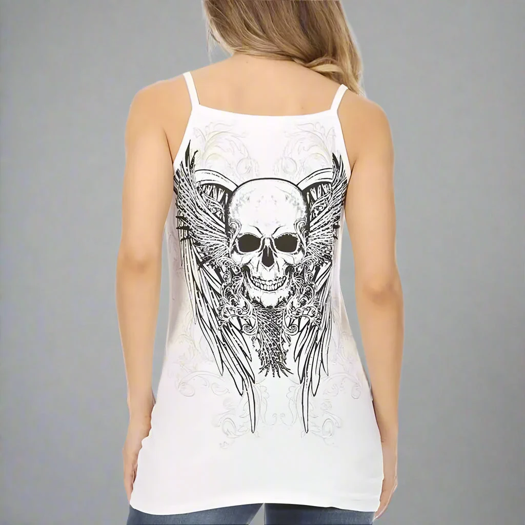 Women's Rhinestone Skull & Wings Tank Top - Image 3