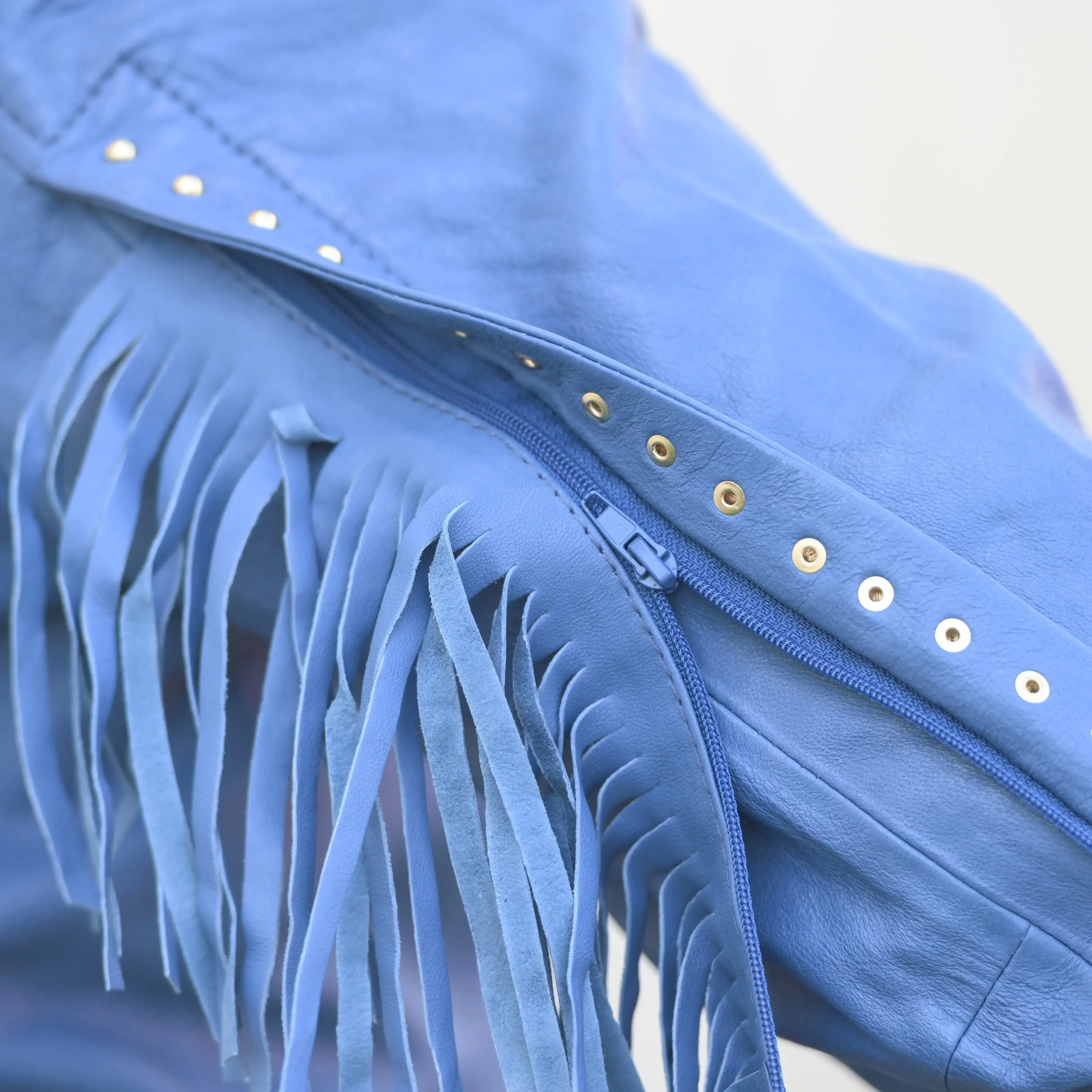 Women's Studded Leather Jacket with Removable Fringe - Image 4