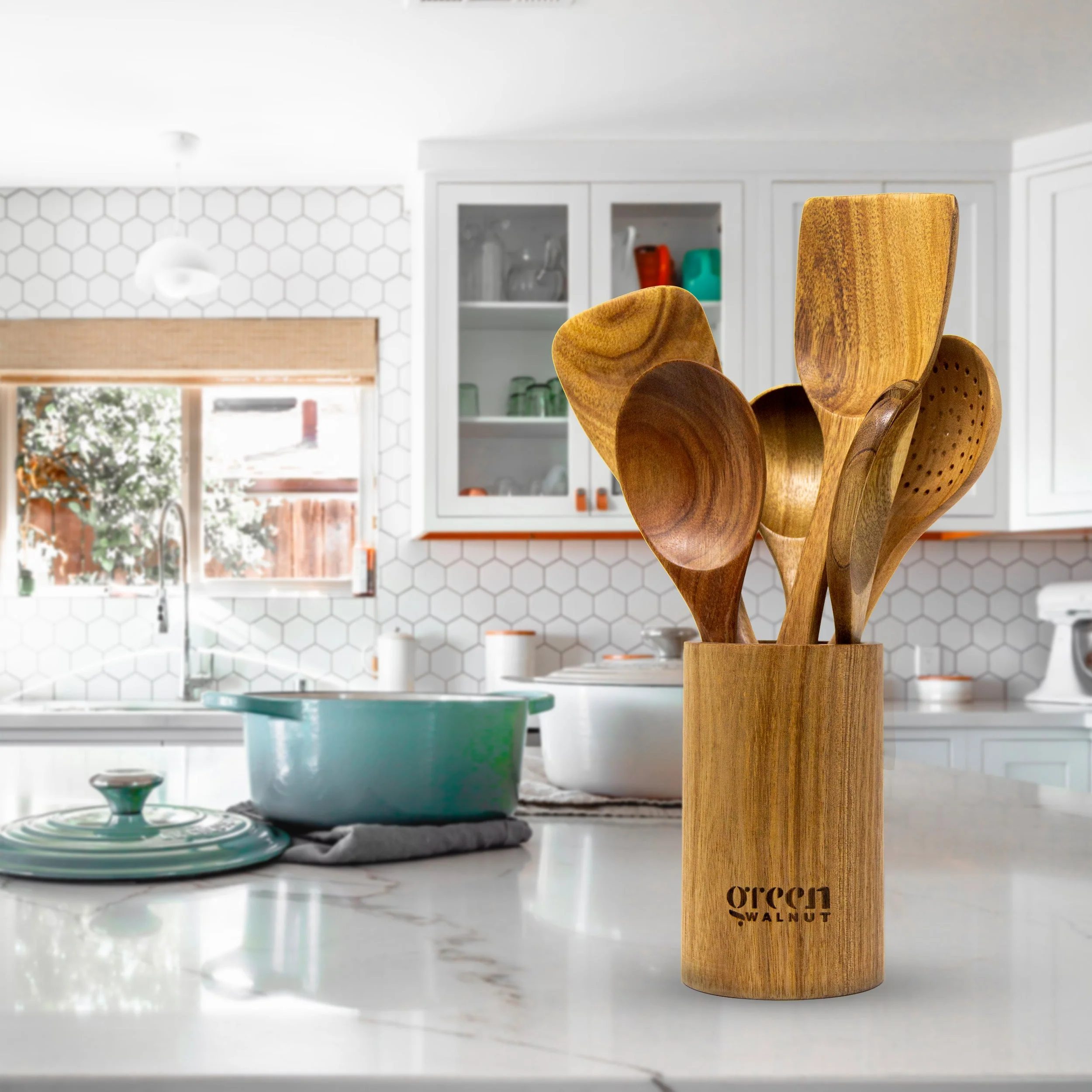 Wooden Acacia Kitchen Utensil - Set of 7 - Image 6