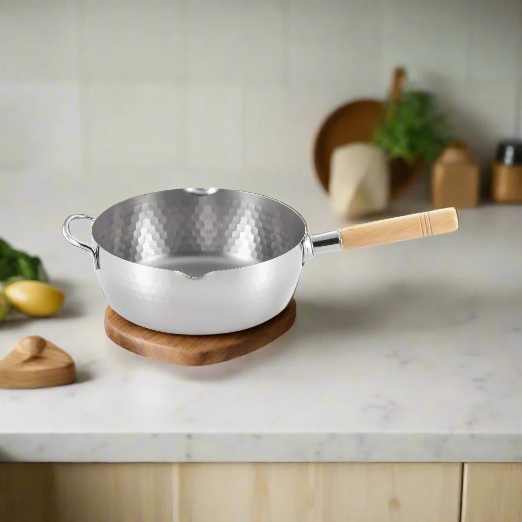 Yoshikawa Yukihira 24cm Pot Stainless Steel | 3.6L with Wooden Handle - Image 2
