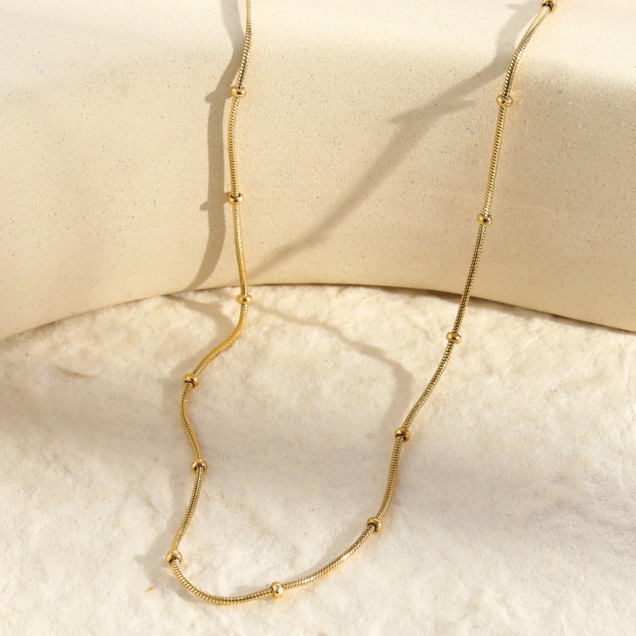 ZAHARA: Mini Textured Beaded Dainty Gold Chain - Image 6