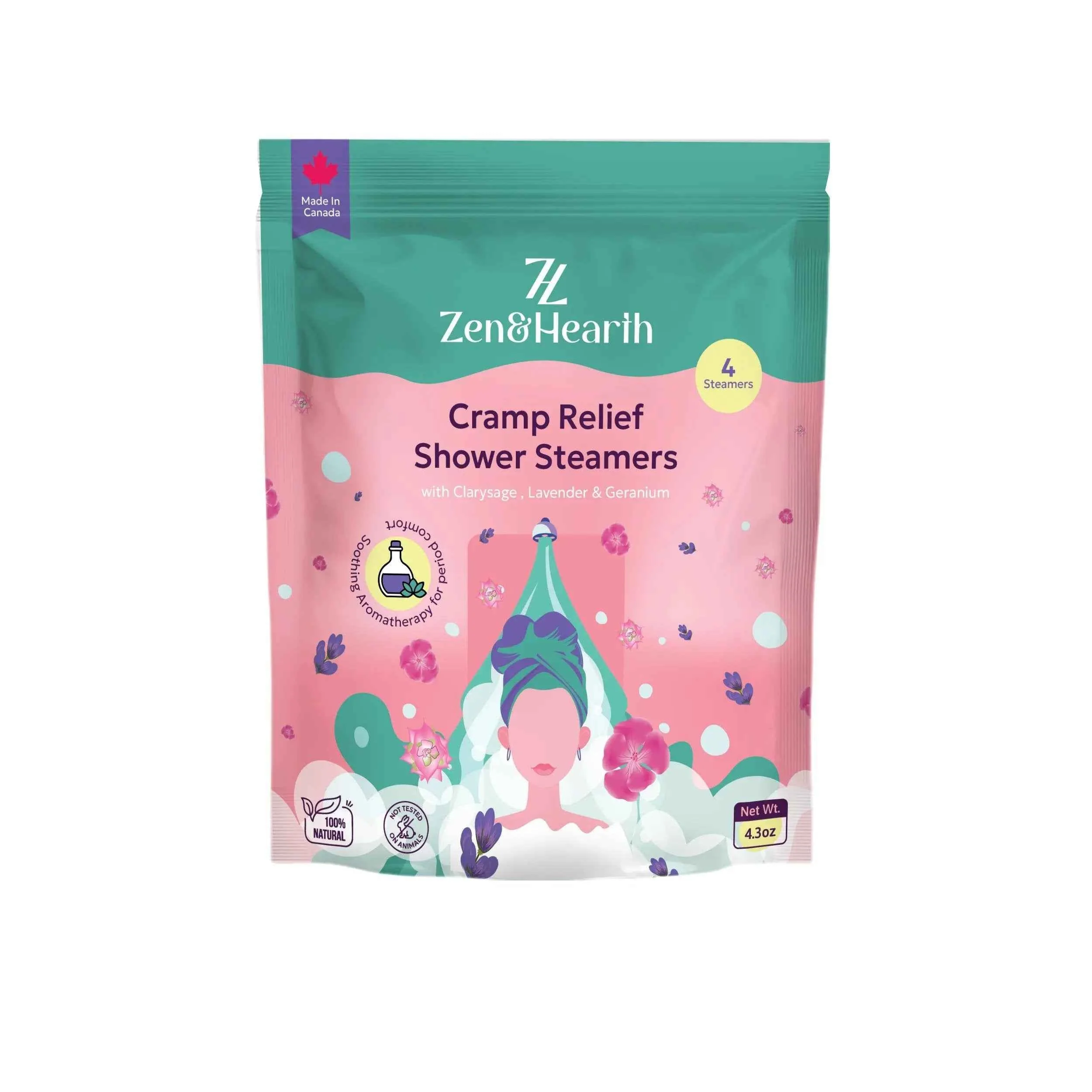 Zen & Hearth Cycle Comfort Shower Steamers – Aromatherapy Self-Care with Clary Sage, Lavender & Geranium for Calming Cycle Day Rituals – Made in Canada - Image 2