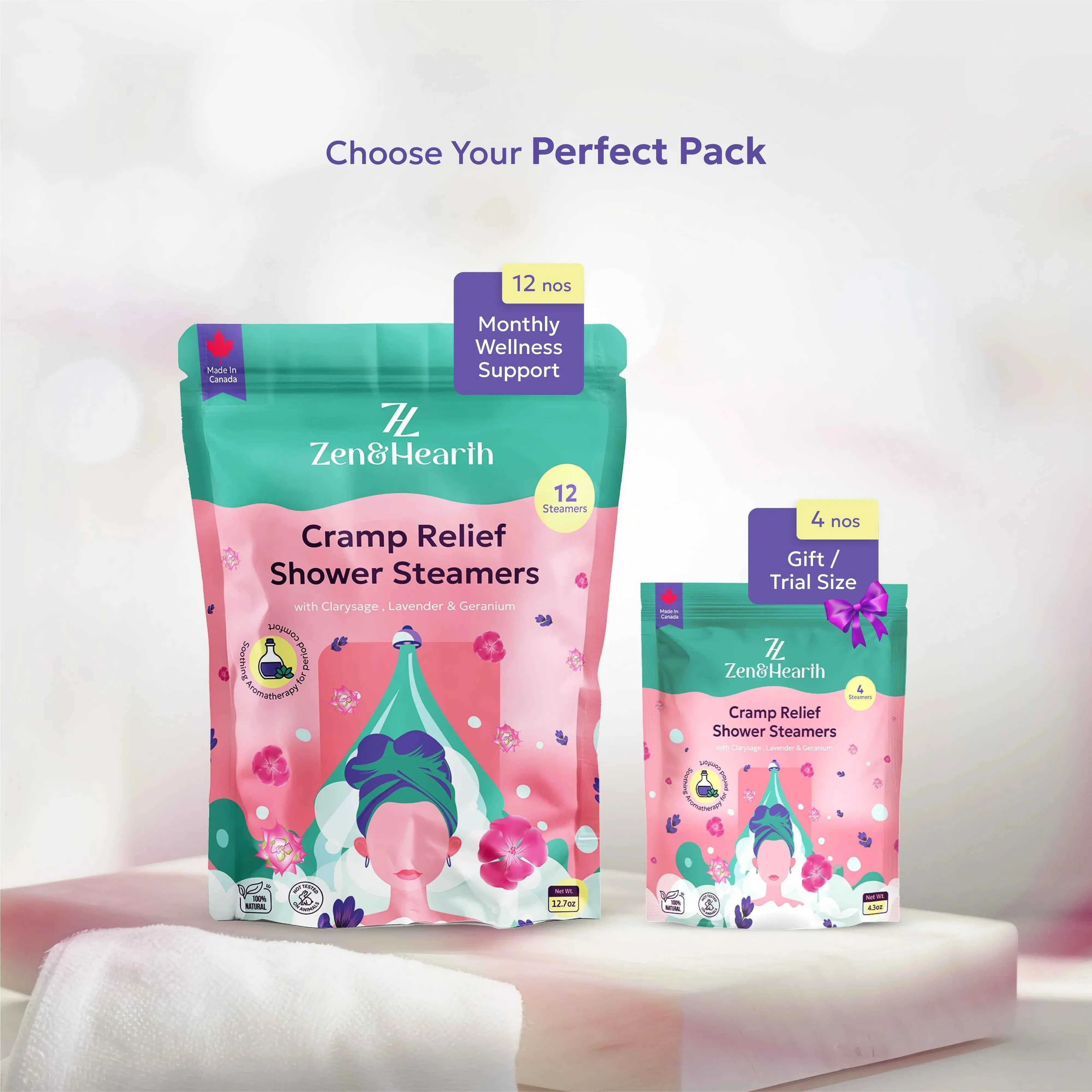 Zen & Hearth Cycle Comfort Shower Steamers – Aromatherapy Self-Care with Clary Sage, Lavender & Geranium for Calming Cycle Day Rituals – Made in Canada - Image 9