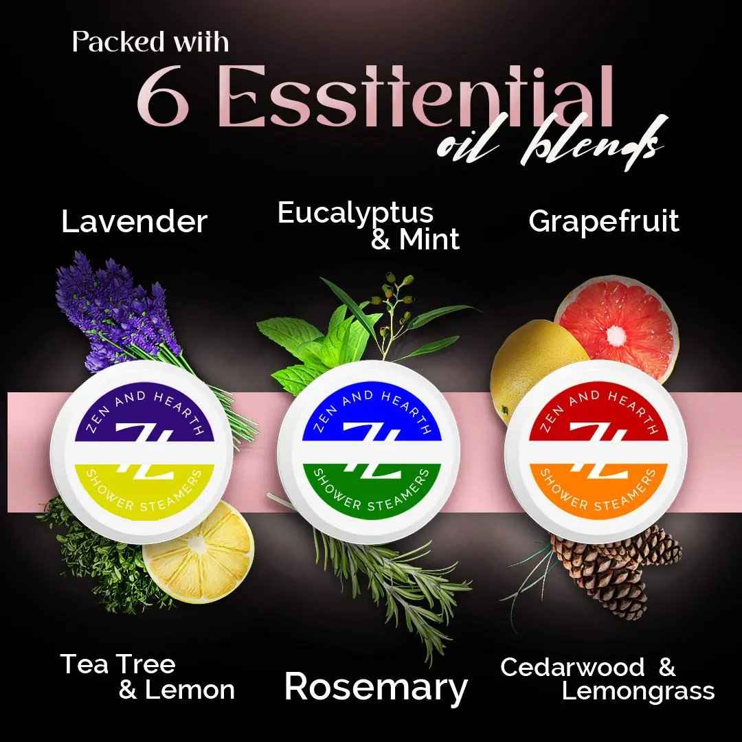 Zen & Hearth Shower Steamer Gift Set – 6 Aromatherapy Scents in Premium Gift Box | Natural Essential Oil Self-Care Gift for Women, Birthdays & Holidays | Handmade in Canada - Image 3