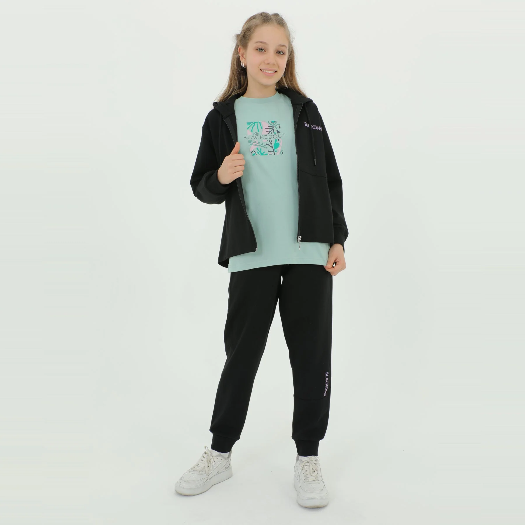 Zip-Up Hoodie Girls Jogger Set - Image 11