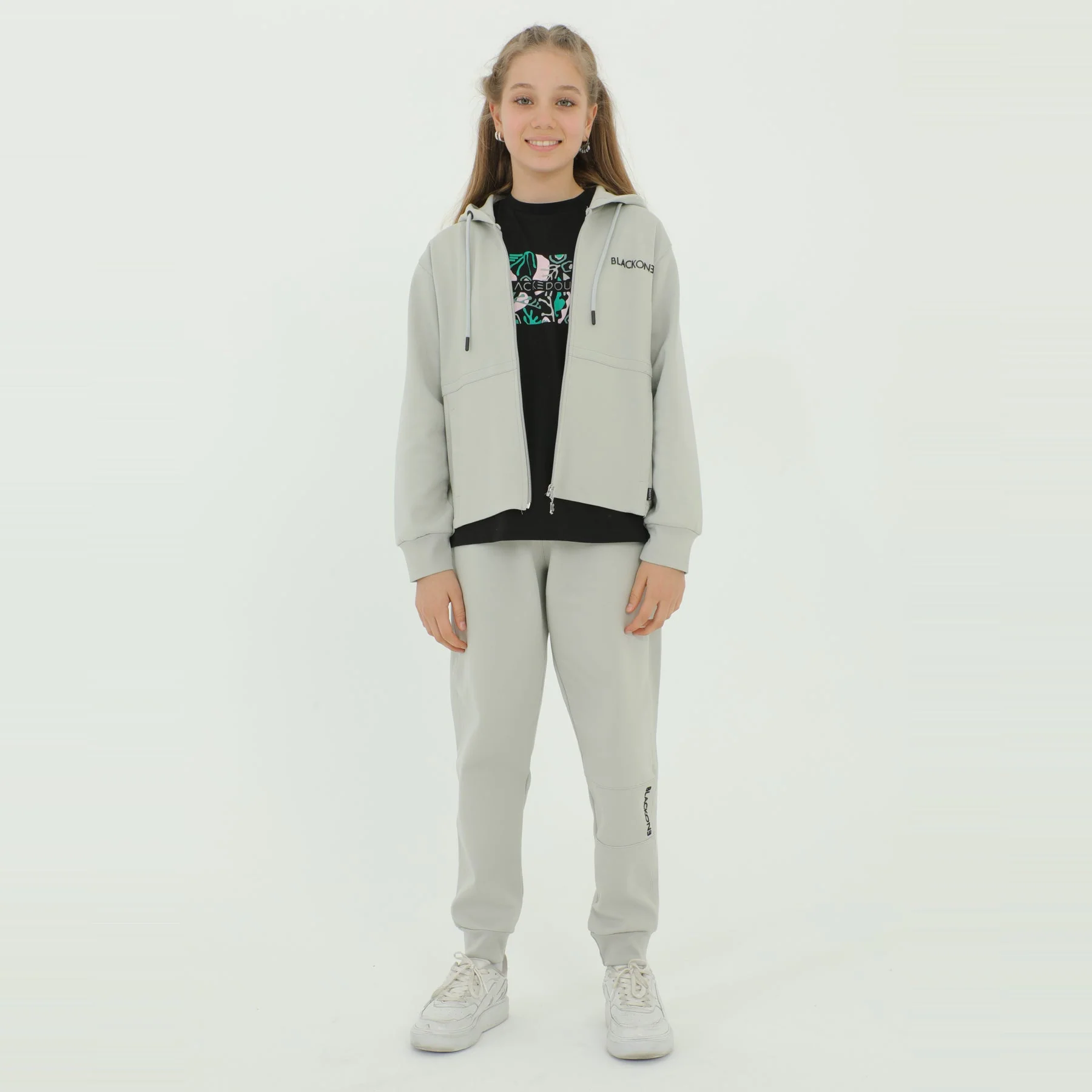 Zip-Up Hoodie Girls Jogger Set - Image 12