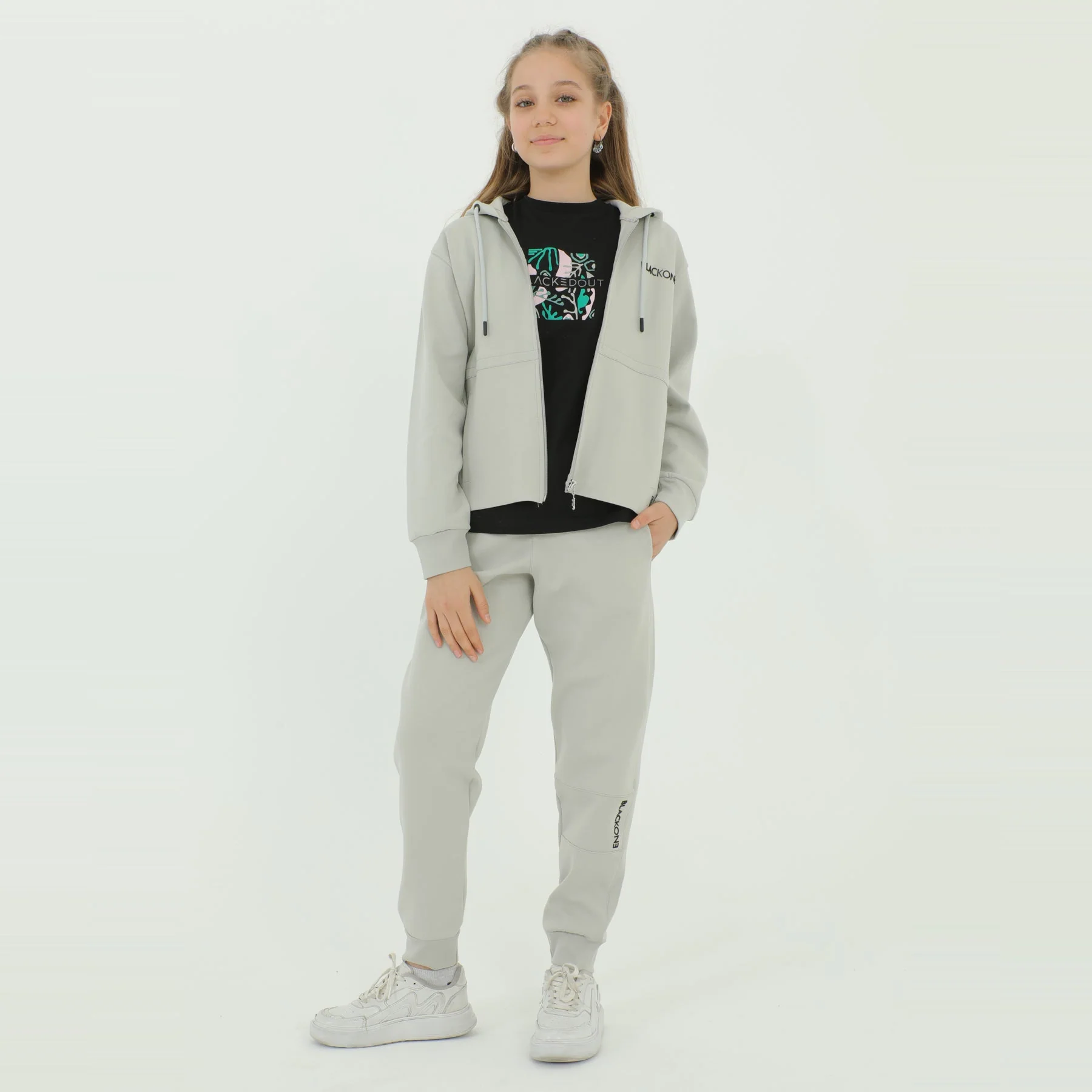 Zip-Up Hoodie Girls Jogger Set - Image 6