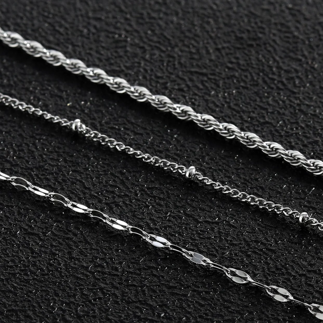 ZURI Triple Layer Mixed-Chain Necklace in Silver - Image 5