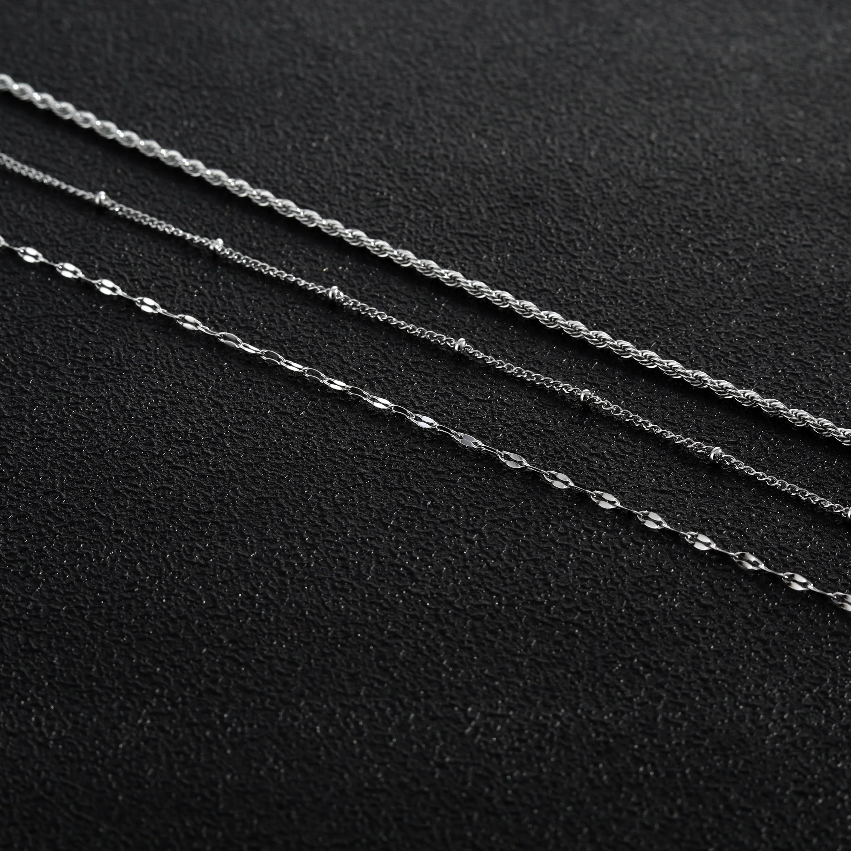ZURI Triple Layer Mixed-Chain Necklace in Silver - Image 7